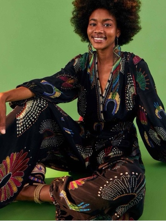 FARM Rio Pants - FARM Rio Yawanawa Wonderful Headdress Long Sleeve Jumpsuit